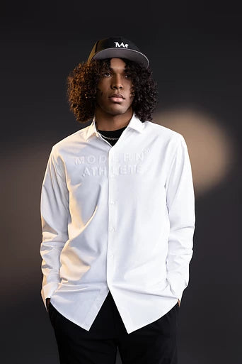 men's neutral button up